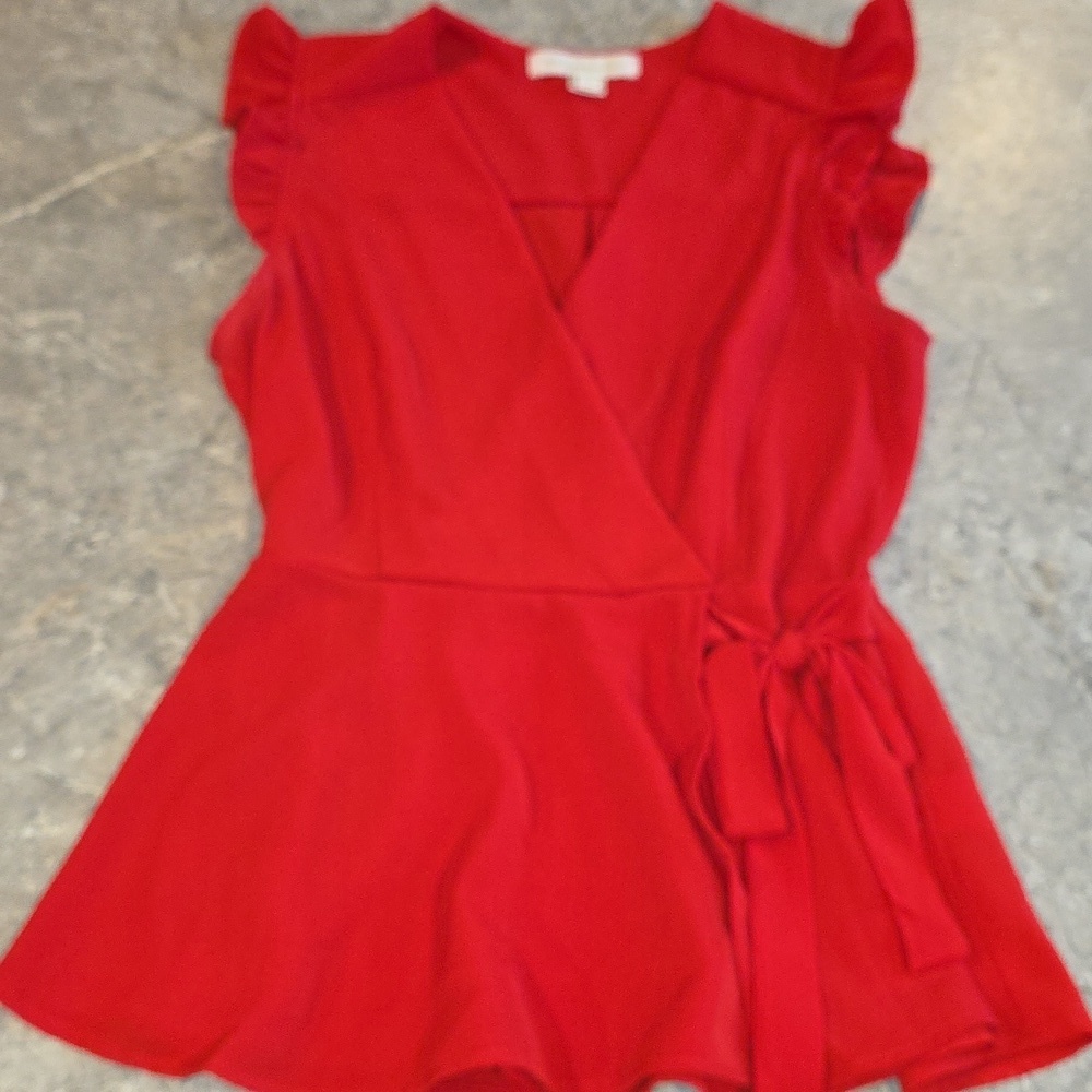 (J43) Monteau Vibrant Red Blouse SZ M